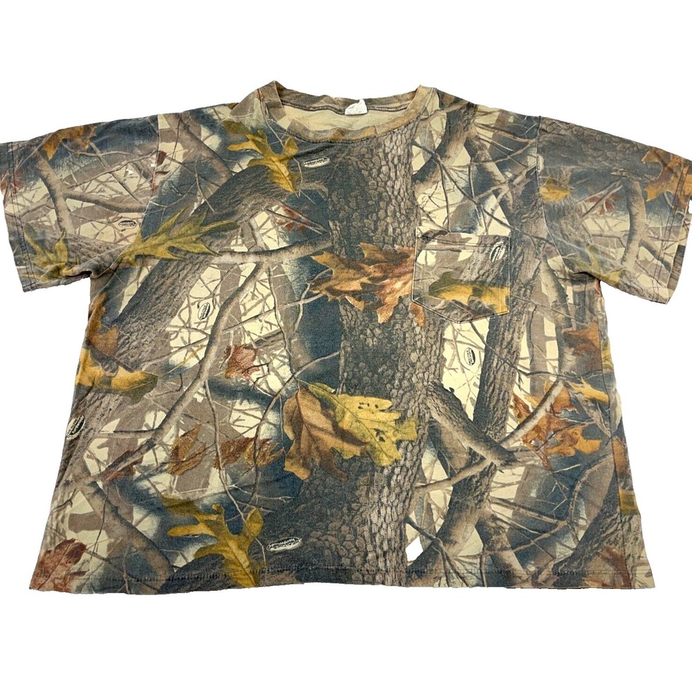 Vintage Realtree Camo Shirt Men XL Pocket T Tee Y2K‎ Hardwoods Hunting Adult *